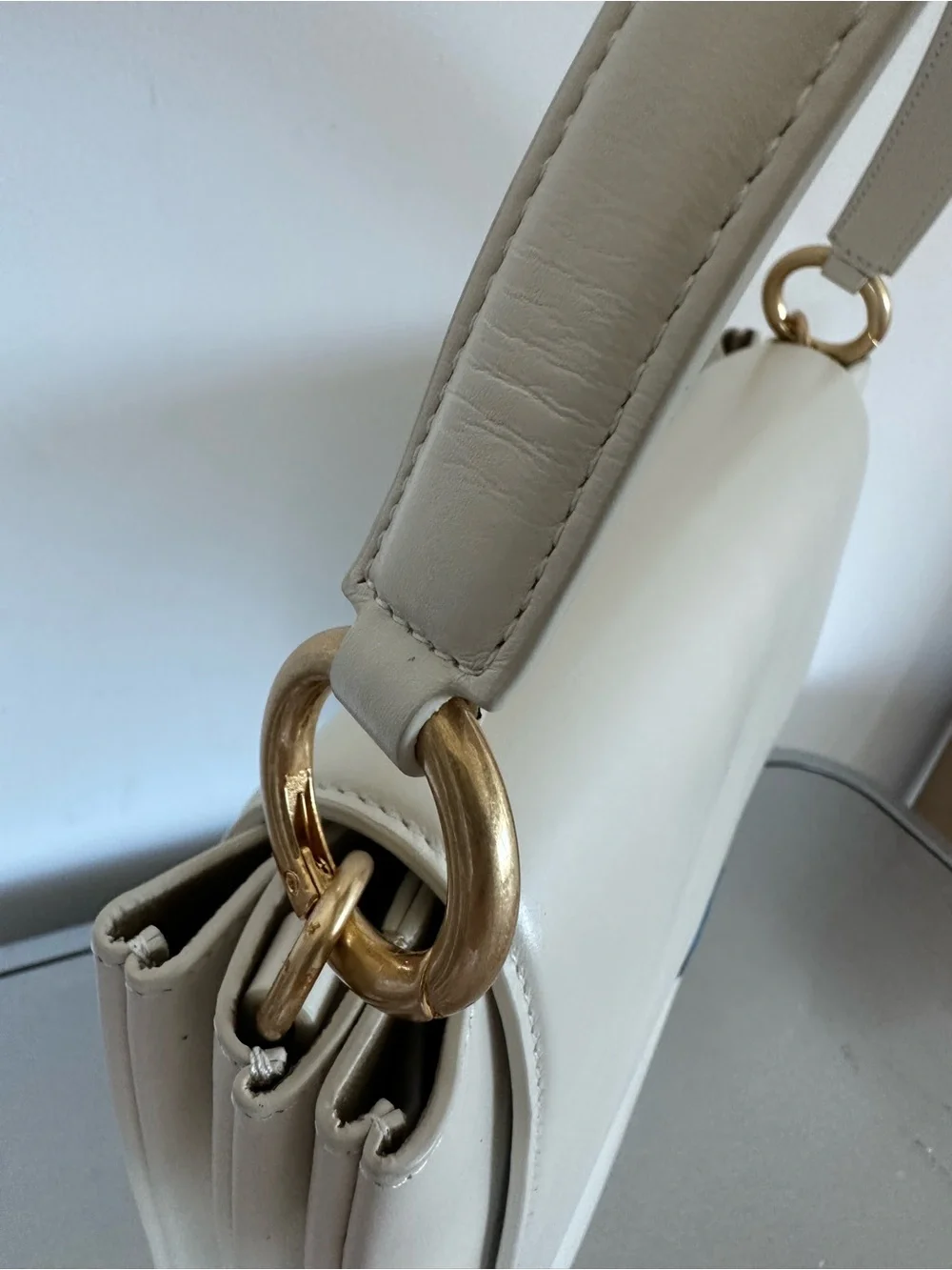 Bouguessa White Italian Leather Convertible Shoulder Crossbody Bag